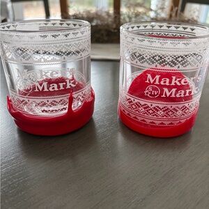 Maker's Mark Whiskey Glasses with Red Silicone Bases
